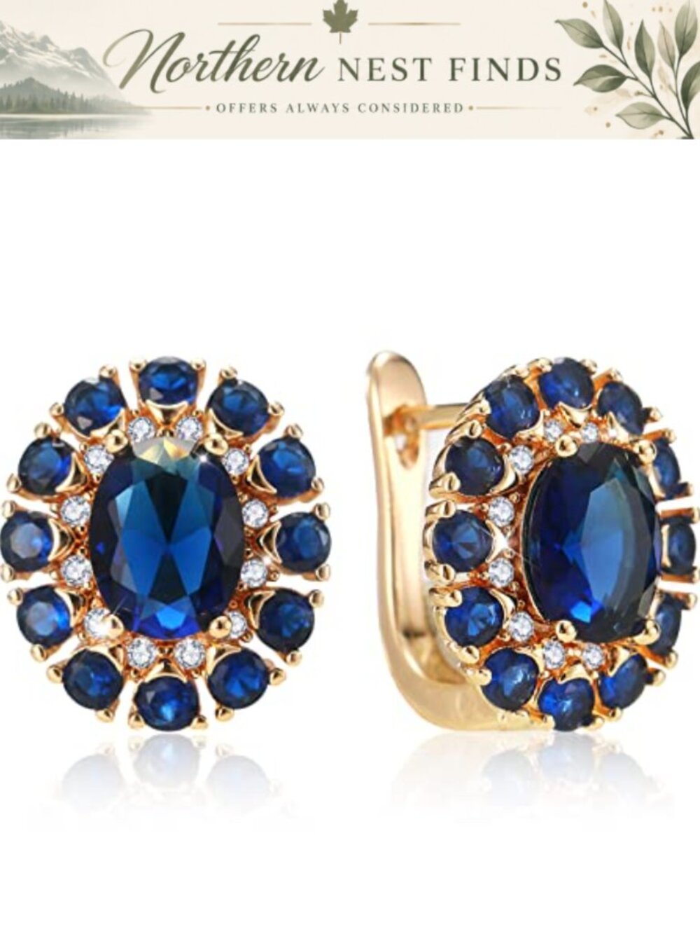 18K Gold Plated Huggie Hoop Earrings Sapphire CZ Small Gold Hoops